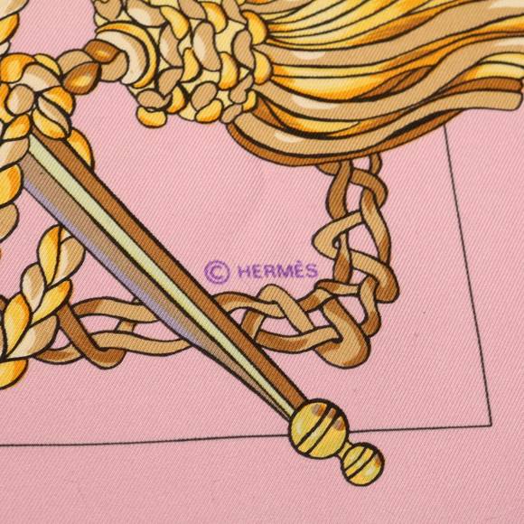 HERMES Carre90 Scarf Silk Pink Auth am2674g - Picture 7 of 9